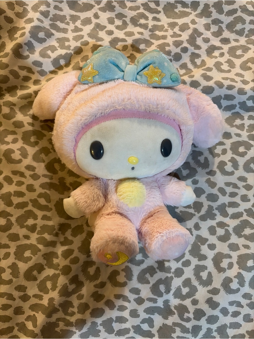 Sanrio My Melody Plush in Pastel Pink with Blue Star Bow